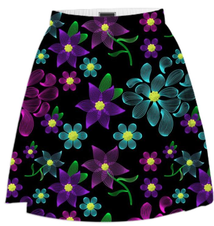 Glowing Linear Floral Summer Skirt