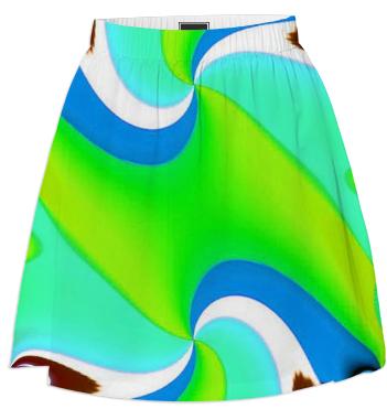 Green Blue Double Swirl Summer Skirt