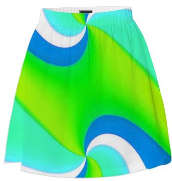 Green Blue Fractal Summer Skirt