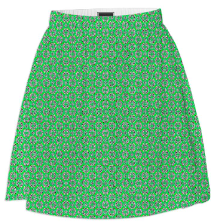 Green Flower Pattern Summer Skirt