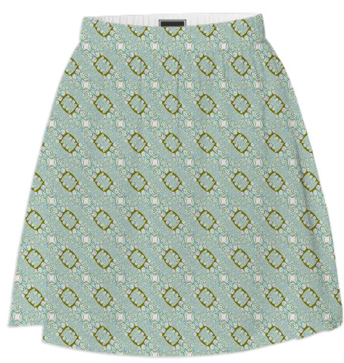 Green Gold Geometric Summer Skirt