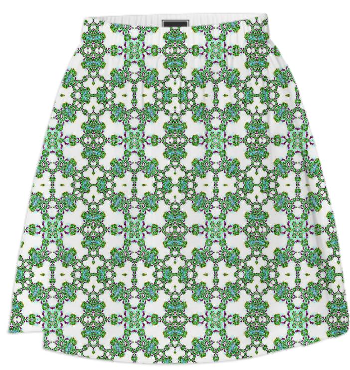 Green White Fractal Lace Summer Skirt