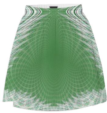 Green White Geometric Summer Skirt