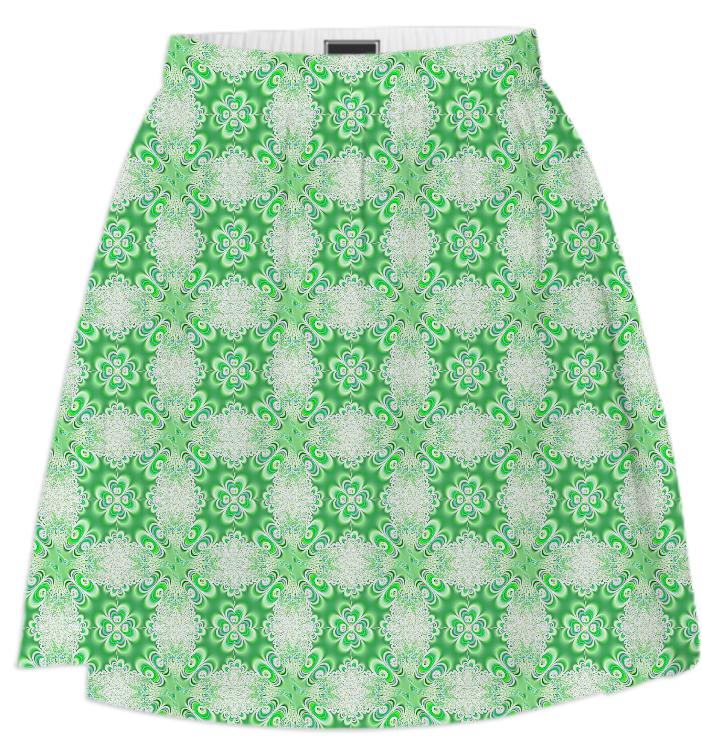 Green White Lace Summer Skirt