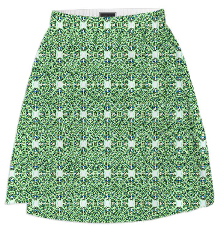 Green White Summer Skirt