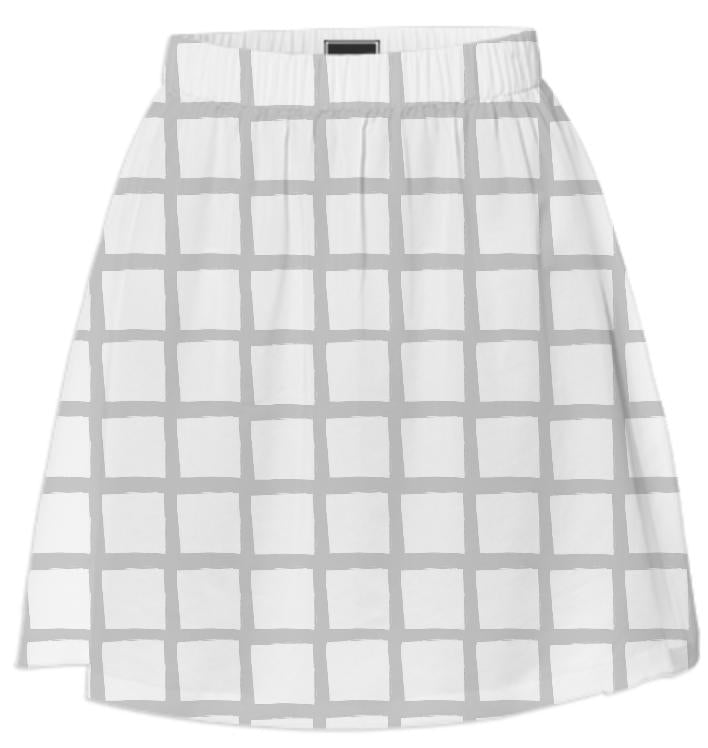 Grey and White Grid Skirt