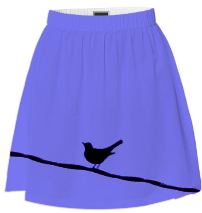 Lavender Blue Bird on a Wire Summer Skirt