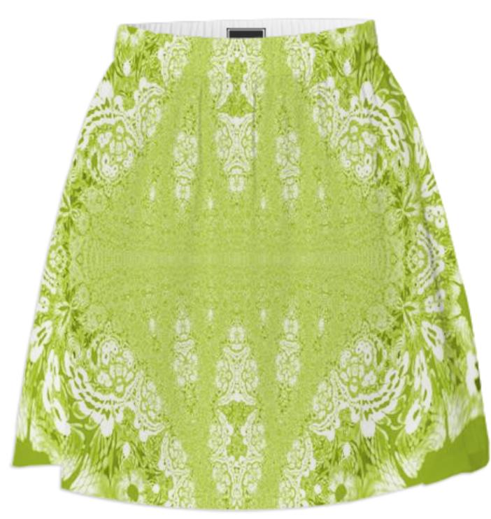 Lemon Yellow Fractal Lace Summer Skirt