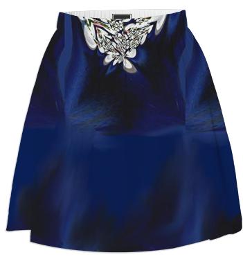 Navy Blue Fractal Lace Summer Skirt
