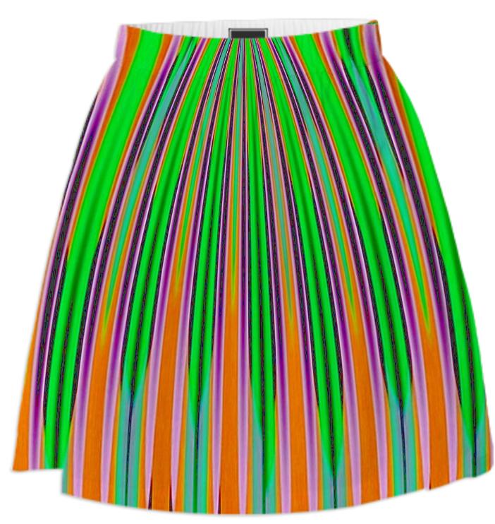 Orange Green Stripe Summer Skirt