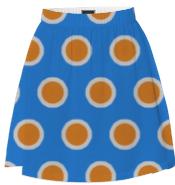 Orange on Blue Polka Dot Summer Skirt