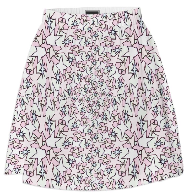Pastel Pink Stars Galore Summer Skirt
