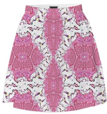 Pink and White Fractal Summer Skirt