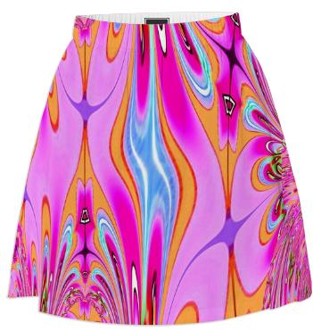 Pink Blue Orange Abstract Summer Skirt