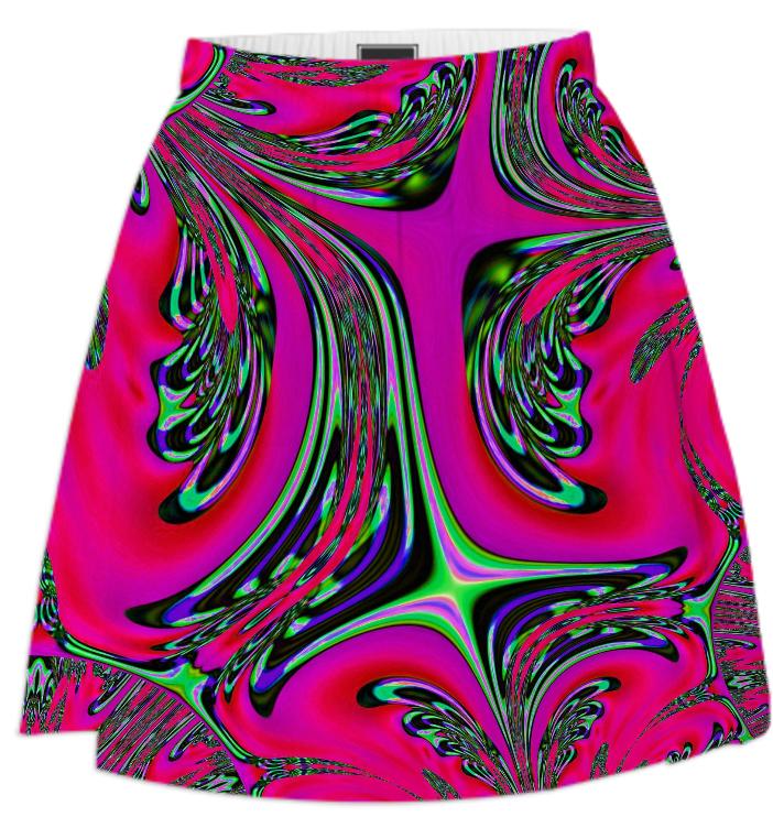 Pink Green Abstract Summer Skirt