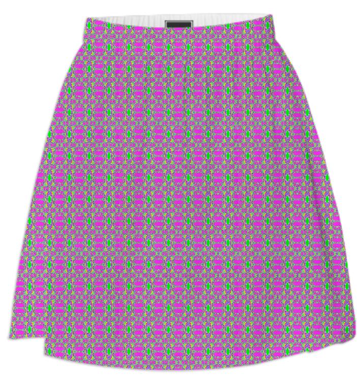 Pink Green Pattern Summer Skirt