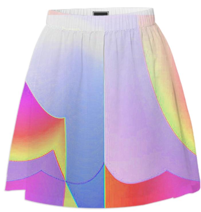 Pink Grey Rainbow Abstract Summer Skirt