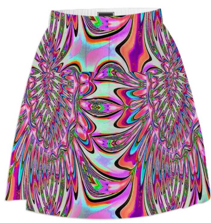 Pink Leaves Abstract Summer Skirt