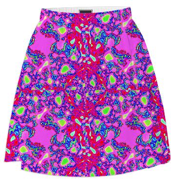 Pink Red Abstract Summer Skirt