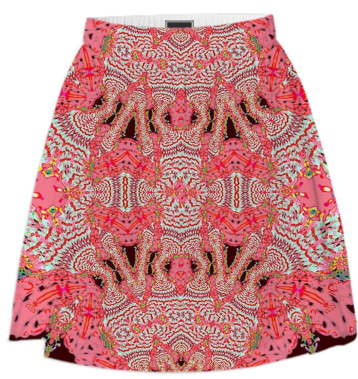 Pink White Lace Pattern Summer Skirt