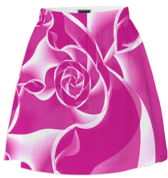 Pink White Rose Summer Skirt
