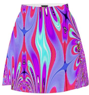 Purple Aqua Red Abstract Summer Skirt