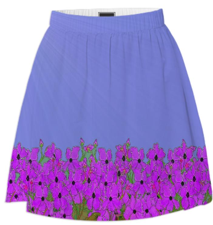 Purple Flowers Digital Painting Summer Skirt