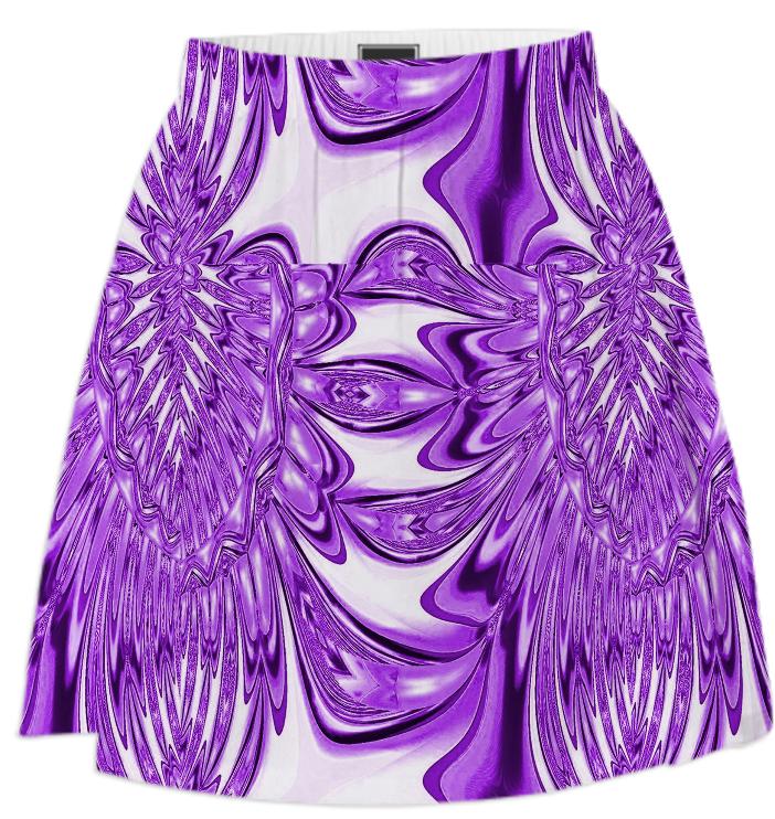 Purple White Abstract Summer Skirt