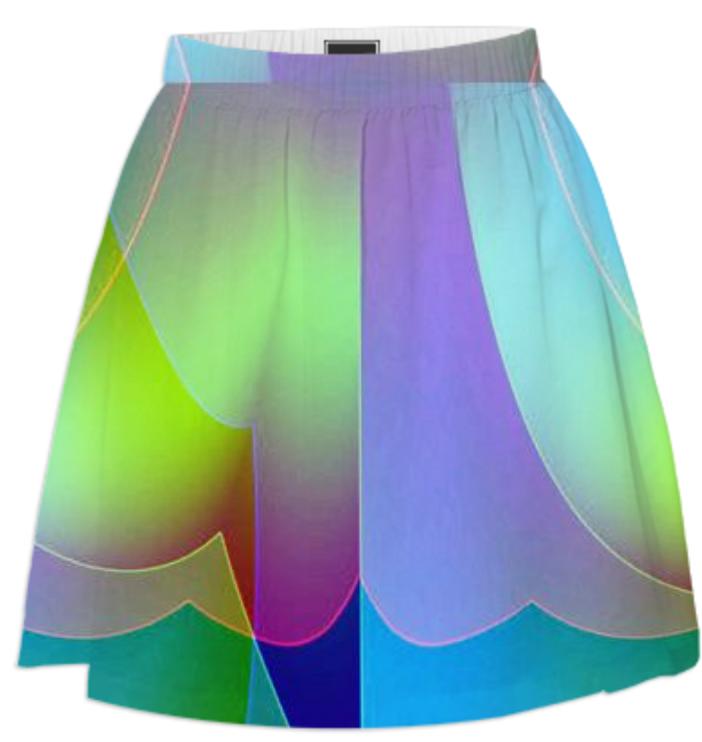 Rainbow Green Purple Abstract Summer Skirt