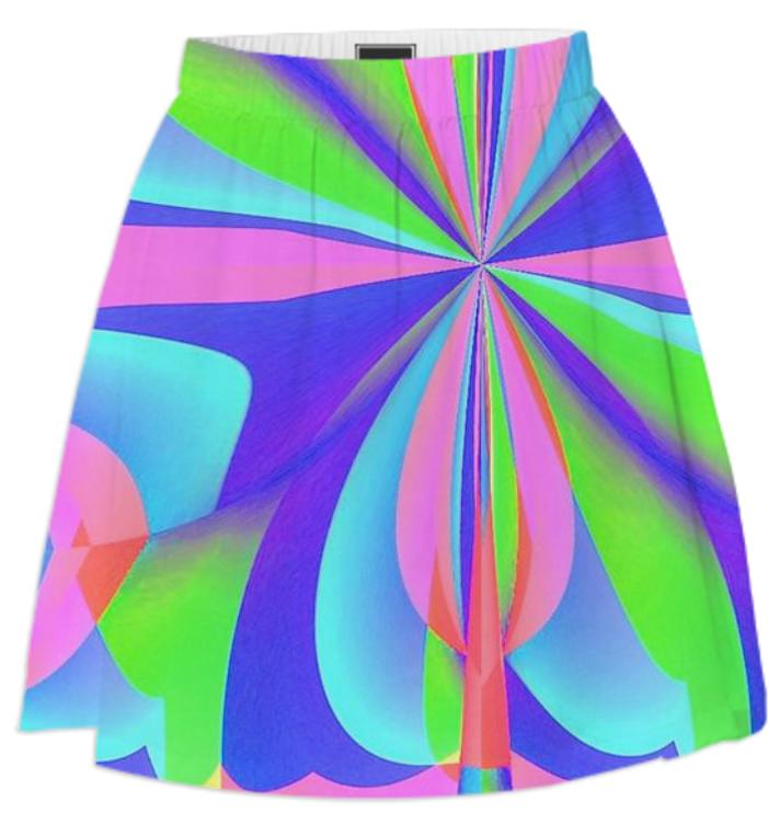 Rainbow Purple Fractal Summer Skirt