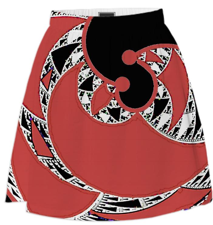 Red Black Abstract Summer Skirt