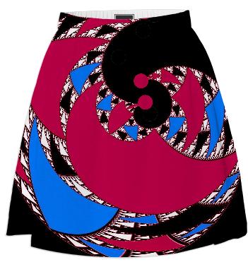 Red Black Abstract Swirl Summer Skirt