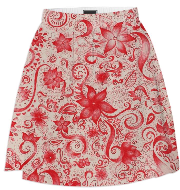 Red Floral skirt