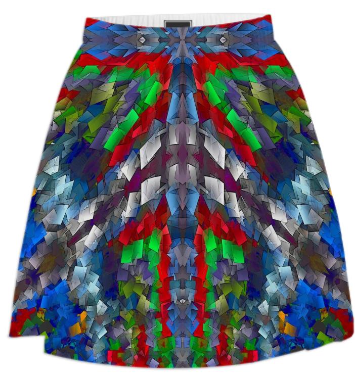 Red Green Blue Pixel Pattern Summer Skirt