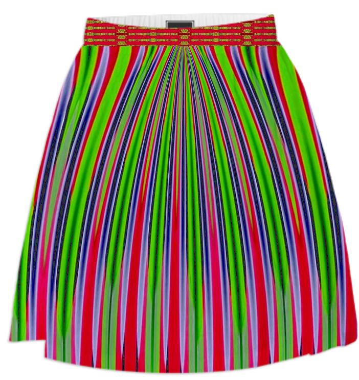 Red Green Blue Stripe Summer Skirt