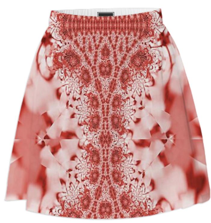Red Pink Lace Summer Skirt