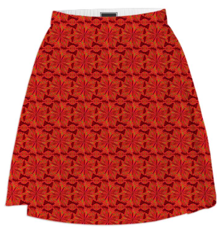 Red Pinwheel Pattern Summer Skirt
