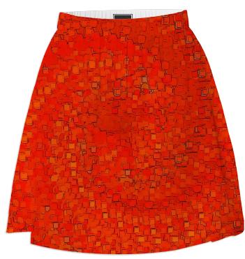 Red Pixel Pattern Summer Skirt