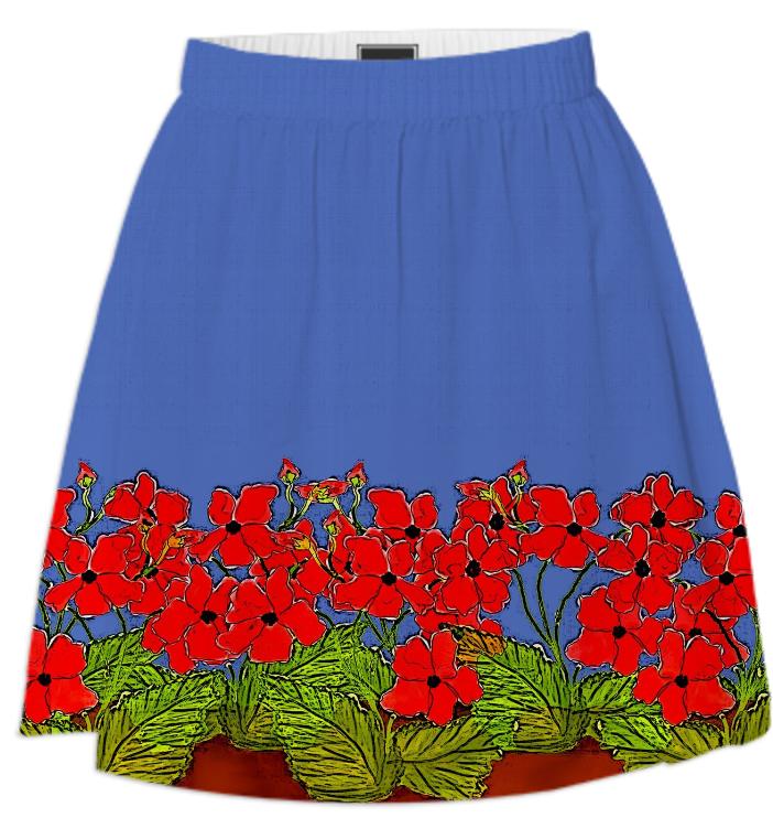 Red Poppies Garden Summer Skirt