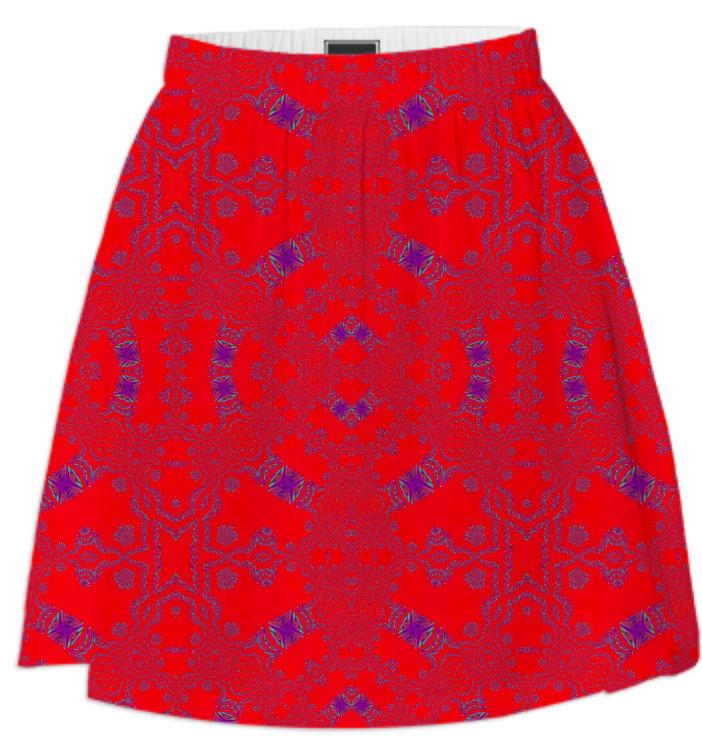 Red Purple Lace Summer Skirt