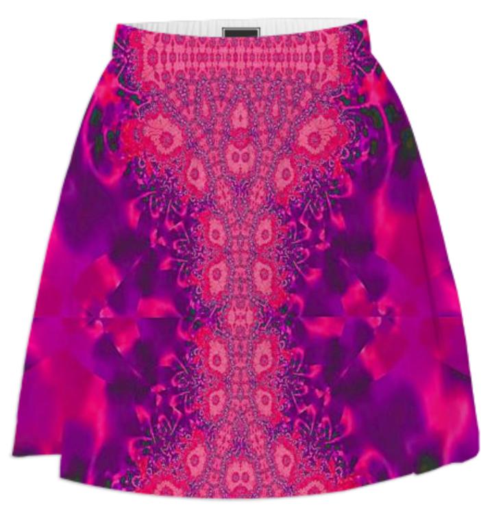 Red Purple Lace Summer Skirt