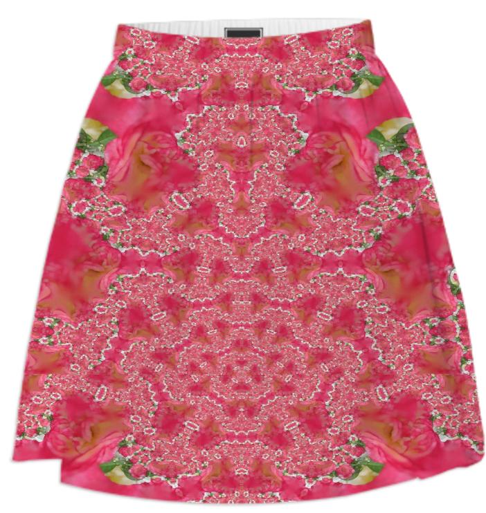 Red Rose Fractal Summer Skirt