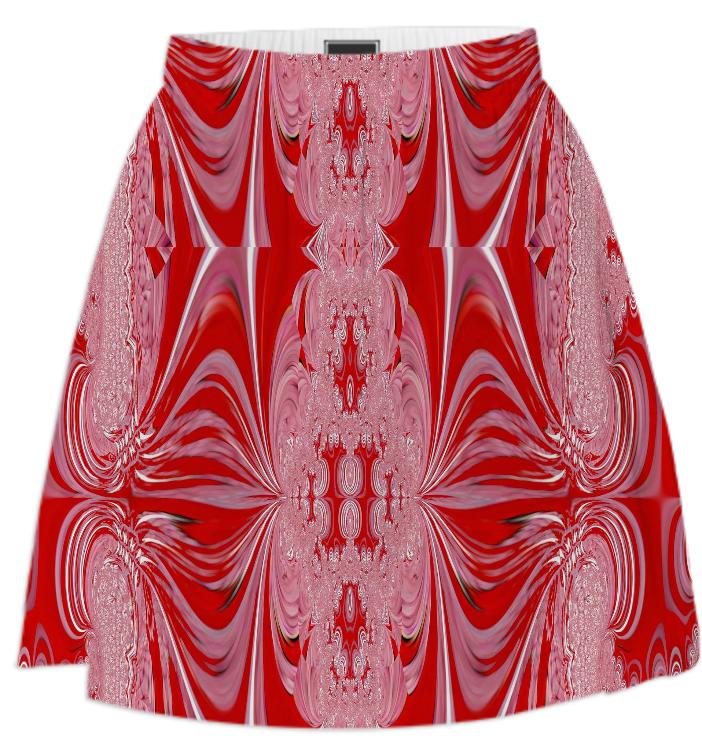 Red White Abstract Summer Skirt