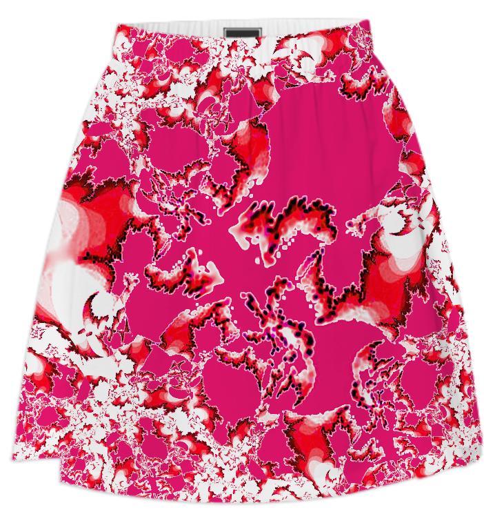 Red White Abstract Summer Skirt