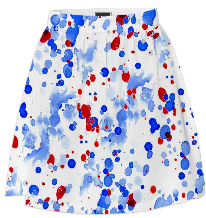 Red White and Blue Paint Spatters Skirt
