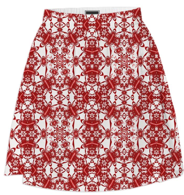 Red White Lace Summer Skirt