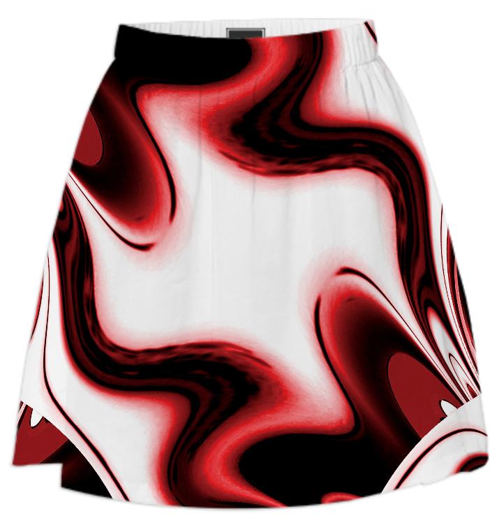Red White Passion Abstract Summer Skirt