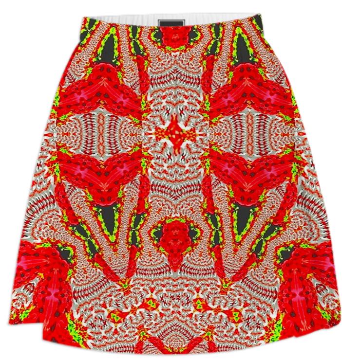 Red White Pattern Summer Skirt