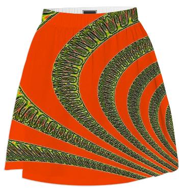 Red with Gold Swirl Summer Skirt