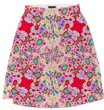 Red Yellow Abstract Summer Skirt